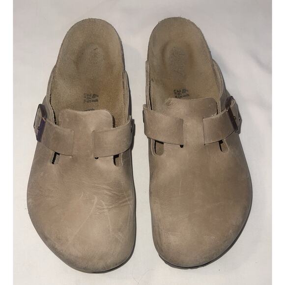 Birkenstock Boston Clogs Taupe Size 41 Men’s 8 Women’s 10 Softbed Insoles - Picture 1 of 3